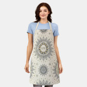 Tablier Motif de mandala gris or monogramme (Porté)