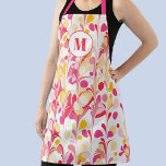 Tablier Motif de marbre rétro Abstrait Monogramme<br><div class="desc">Motif abstrait marbré moderne et amusant en rose,  orange et jaune. Art original de Nic Squirrell. Modifiez le monogramme initial pour personnaliser.</div>