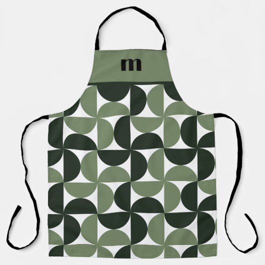 Tablier Motif de monogramme vert Sage (Recto)