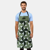 Tablier Motif de monogramme vert Sage (Porté)
