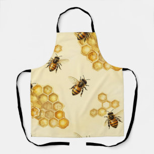 Tablier Motif de nid d'abeille à miel à l'aquarelle