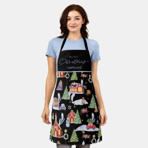 Tablier Motif de Noël aquarelle Famille assortie