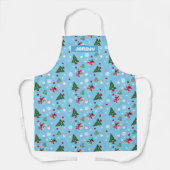 Tablier Motif de Noël bleu Elmo & Tango (Recto)