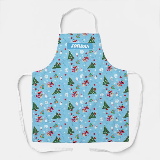 Tablier Motif de Noël bleu Elmo & Tango (Recto)