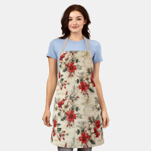 Tablier Motif de Noël d'inspiration vintage Poinsettias