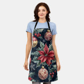 Tablier Motif de Noël floral de Poinsettia (16) (Porté)