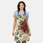 Tablier Motif de Noël floral de Poinsettia (17) (Porté)