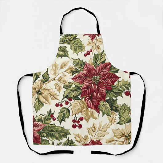 Tablier Motif de Noël floral de Poinsettia (17) (Recto)