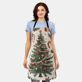 Tablier Motif de Noël floral Poinsettia (4) (Porté)