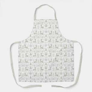 Tablier Motif de Noël rustique moderne argent/blanc