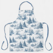 Tablier Motif de Noël Toile Bleue (Recto)