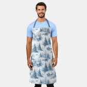 Tablier Motif de Noël Toile Bleue (Porté)