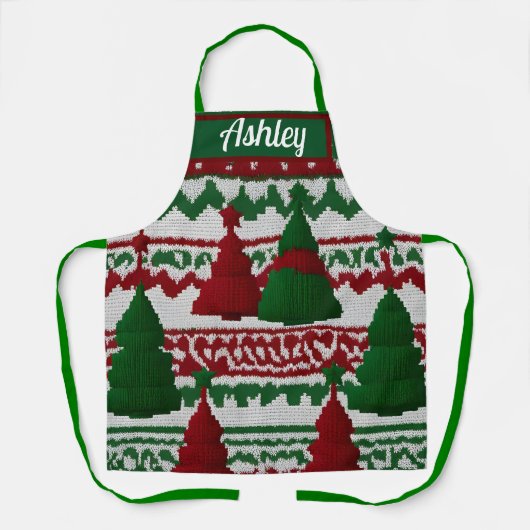 Tablier Motif de Noël tricoté personnalisé (Recto)