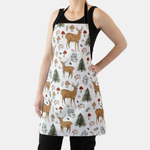 Tablier Motif de Noël vintage festif de cerfs de forêt