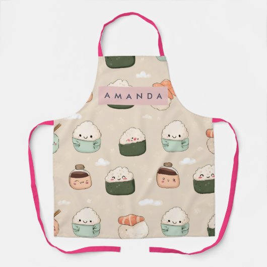 Tablier Motif de nourriture japonaise de sushi Kawaii pers (Recto)