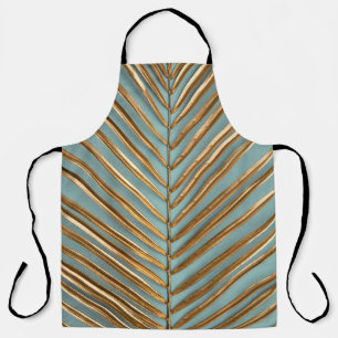 Tablier Motif de palme tropicale peint en or