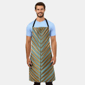 Tablier Motif de palme tropicale peint en or (Porté)