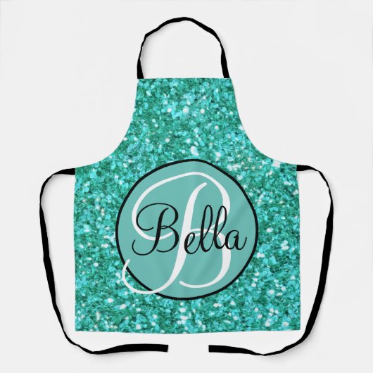 Tablier motif de parties scintillant pétillant turquoise m (Recto)