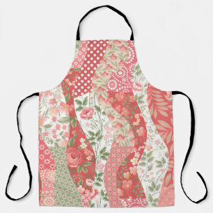 Tablier motif de patchwork transparent avec roses