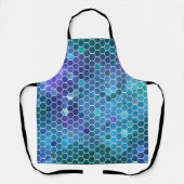 Tablier Motif de peigne bleu vert (Recto)