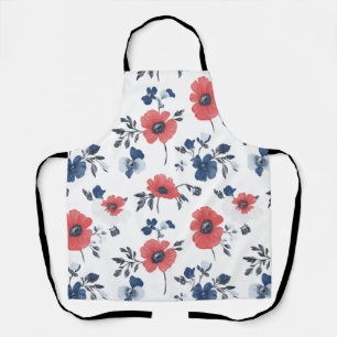 Tablier Motif de pépites d'aquarelle - Rouge, Bleu et Blan