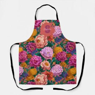 Tablier Motif de pivoine colorée vintage