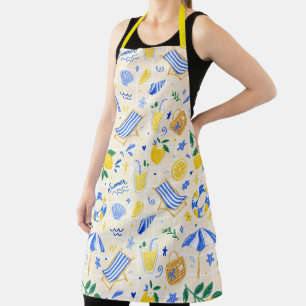 Tablier Motif de plage au citron d'été italien