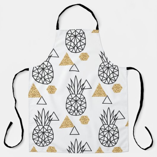 Tablier Motif de points d'or géométriques à ananas. (Recto)