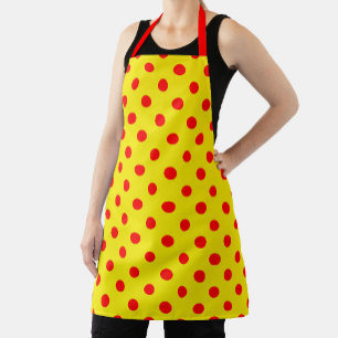 Tablier Motif de points jaune et rouge 