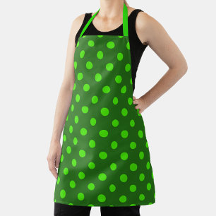 Tablier Motif de points verts sur fond vert foncé