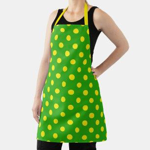 Tablier Motif de pois jaunes sur fond vert