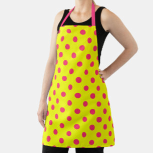 Tablier Motif de pois roses sur fond jaune 