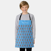 Tablier Motif de poisson bleu nom enfant (Porté)