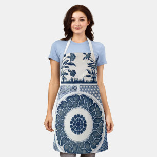 Tablier Motif de porcelaine antique chinoise bleu et blanc