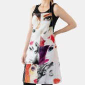 Tablier Motif de portrait féminin aquarelle (Insitu)