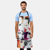Tablier Motif de portrait féminin aquarelle (Porté)