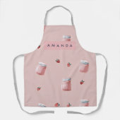 Tablier Motif de pot de fraise rose mignon personnalisé (Recto)