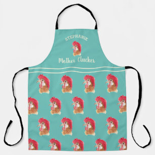 Tablier Motif de poule Clucker mère sarcelle personnalisé