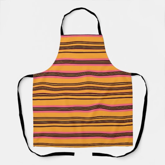 Tablier Motif de rayure horizontale rose orange gras (Recto)