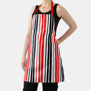 Tablier Motif de rayures rouges noires et blanches