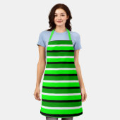 Tablier Motif de rayures vert clair et foncé (Porté)