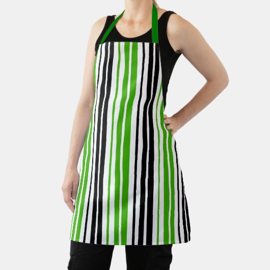 Tablier Motif de rayures vert noir blanc (Insitu)