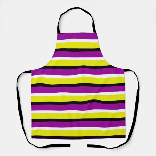 Tablier Motif de rayures violet jaune (Recto)