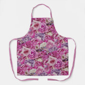Tablier Motif de Rose de Lavande rose blanc (Recto)