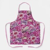 Tablier Motif de Rose de Lavande rose blanc (Recto)