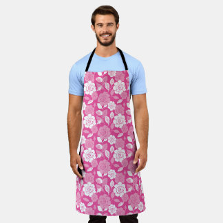 TABLIER MOTIF DE ROSE EN ROSE