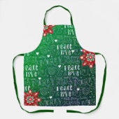 Tablier Motif de script de Noël de vacances vert festif (Recto)