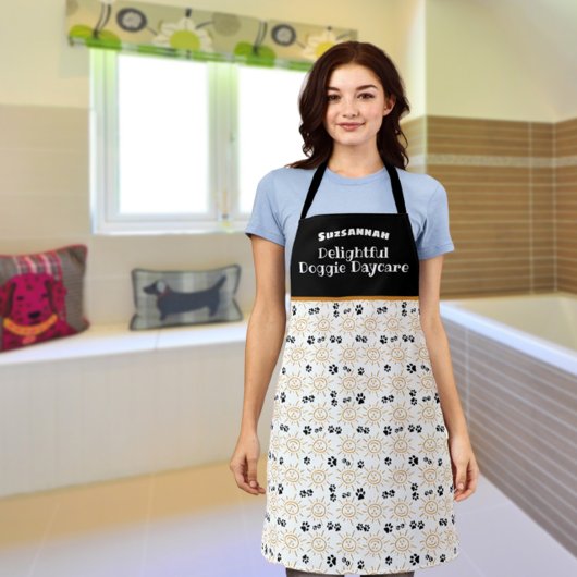 Tablier Motif de soins pour animaux de compagnie à main or