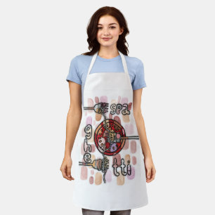 Tablier Motif de spaghetti aux pâtes complexes - Main déta
