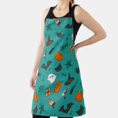 Tablier Motif de style plat Halloween Turquoise. (Insitu)